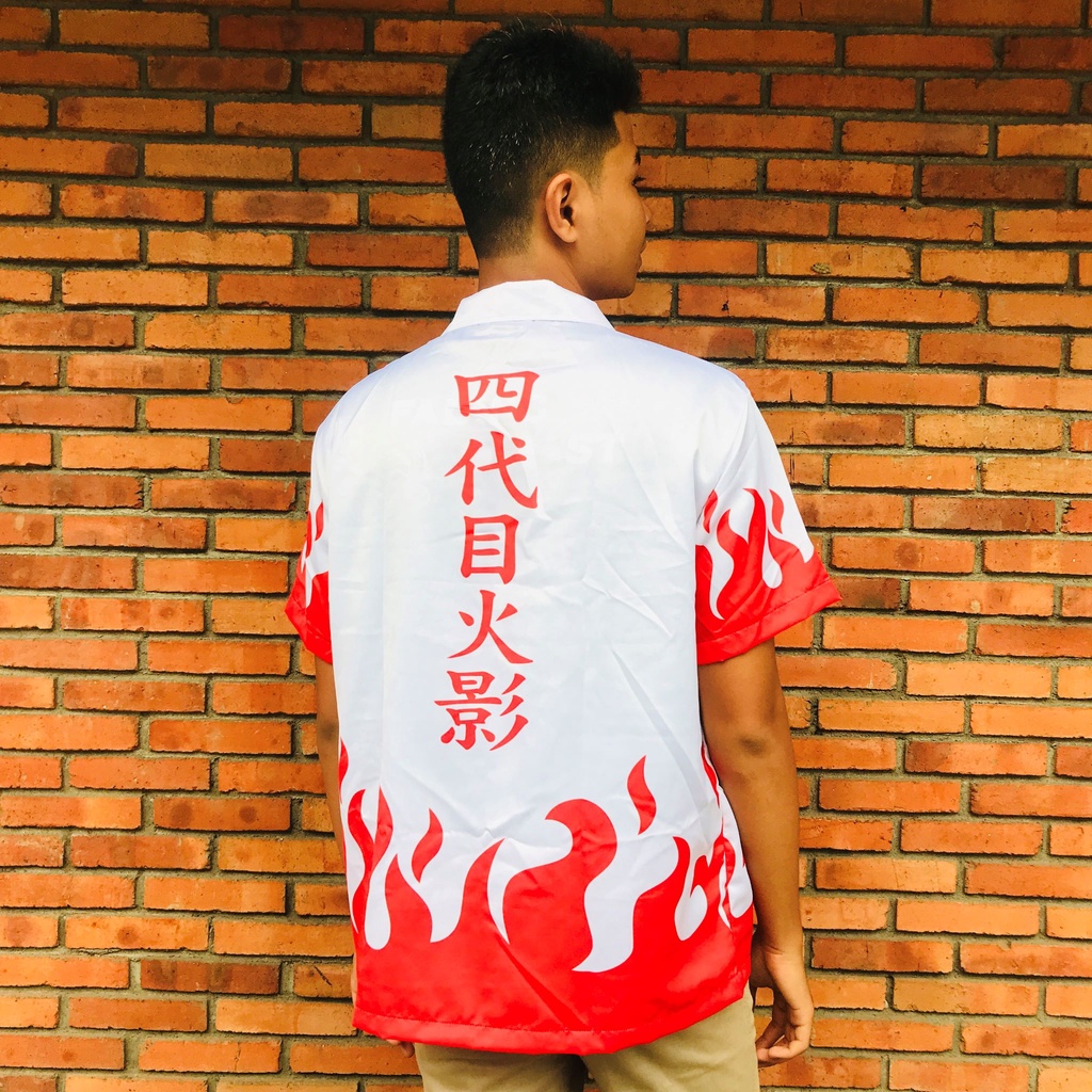 Kemeja Yondaime Fire White Anime Manga Naruto Premium Unisex