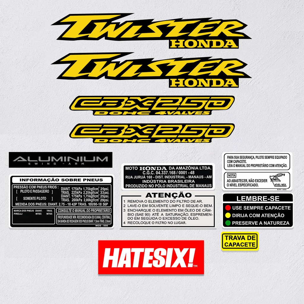 Sticker Decal Honda Tiger revo Tilam tilas Mode Twister CBX 250 Hatesix