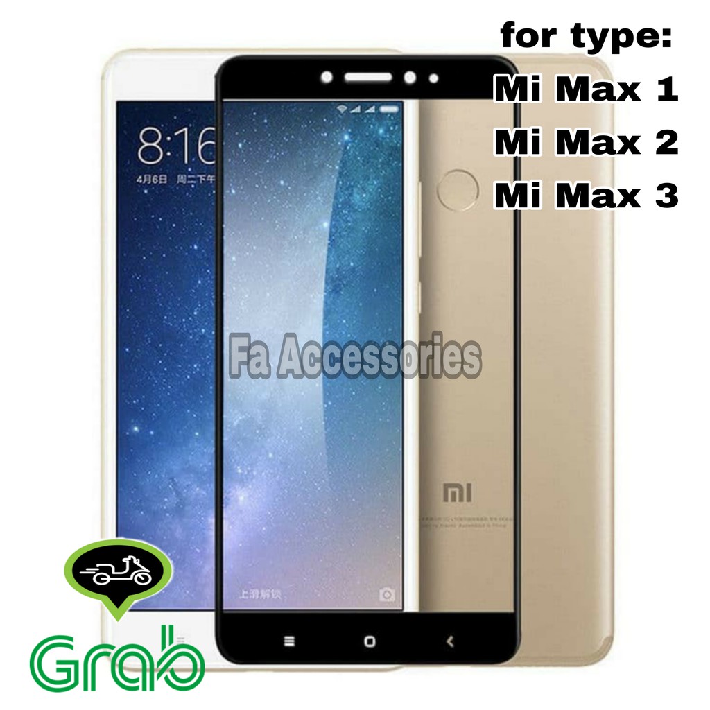 Tempered glass 5d full lem XIAOMI MI MAX 1 2 3 HITAM screen protector