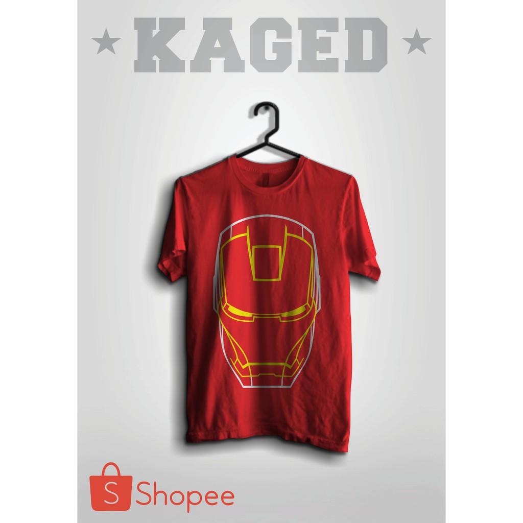 KAOS IRON MAN KAOS IRONMAN KAOS FILM IRON MAN KAOS TOPENG IRON MAN KAOS SUPER HERO #WARNAMERAH
