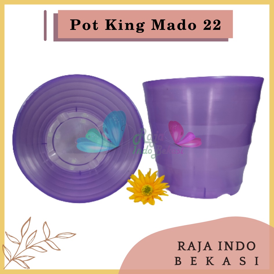 RAJAINDOBEKASI Pot King Mado 22 Putih Ungu Transparan Hijau Tosca Biru Pink Hitam Pastel Da 18 Cm Pot Plastik Murah Lucu Pot Mado Lovenia 10 12 18 22 27