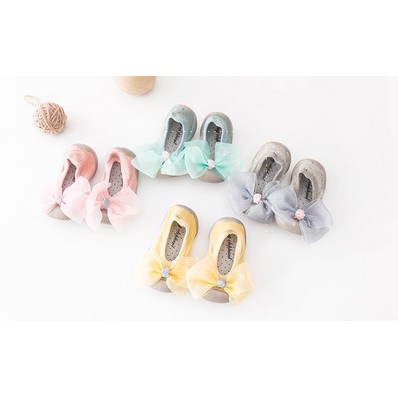 (kiddiwear) Sepatu Bayi Putri Bahan Karet Lembut / Sepatu Ranjang Anti Selip Model Pita