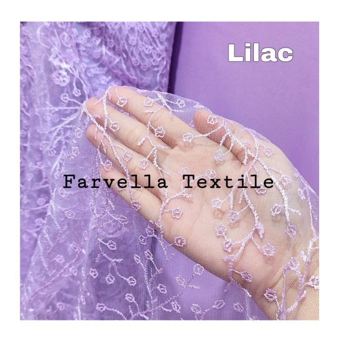 [darla] 1/2 Meter Kain Brokat Tile Prancis Motif Akar - Lilac