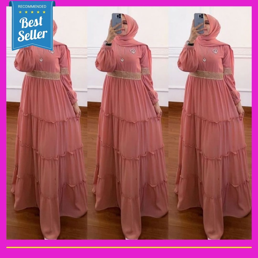 Rara Dress Gamis Pesta Wanita Maxi Dres Muslim Kekinian Pakaian Gaun Muslimah Murah Modern Longdress