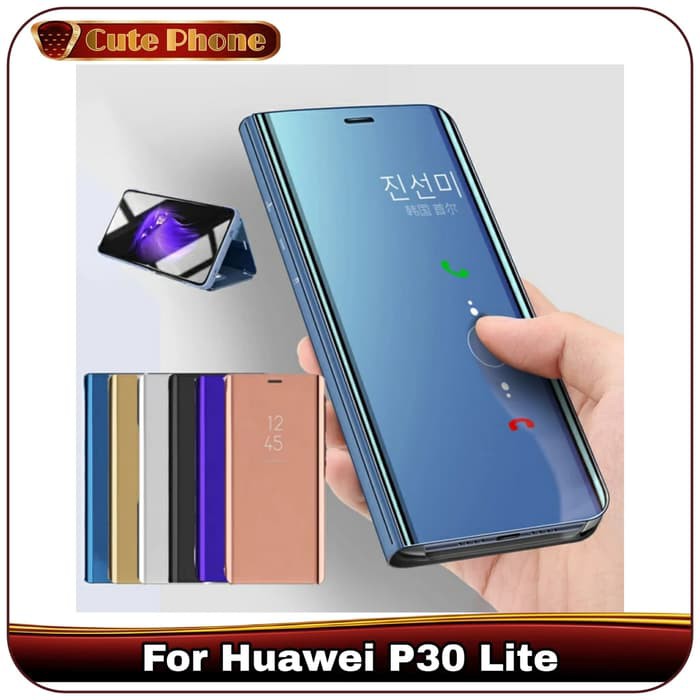 Casing Huawei P30 Lite Soft Hard Flip Cover Case Clear View Softcase