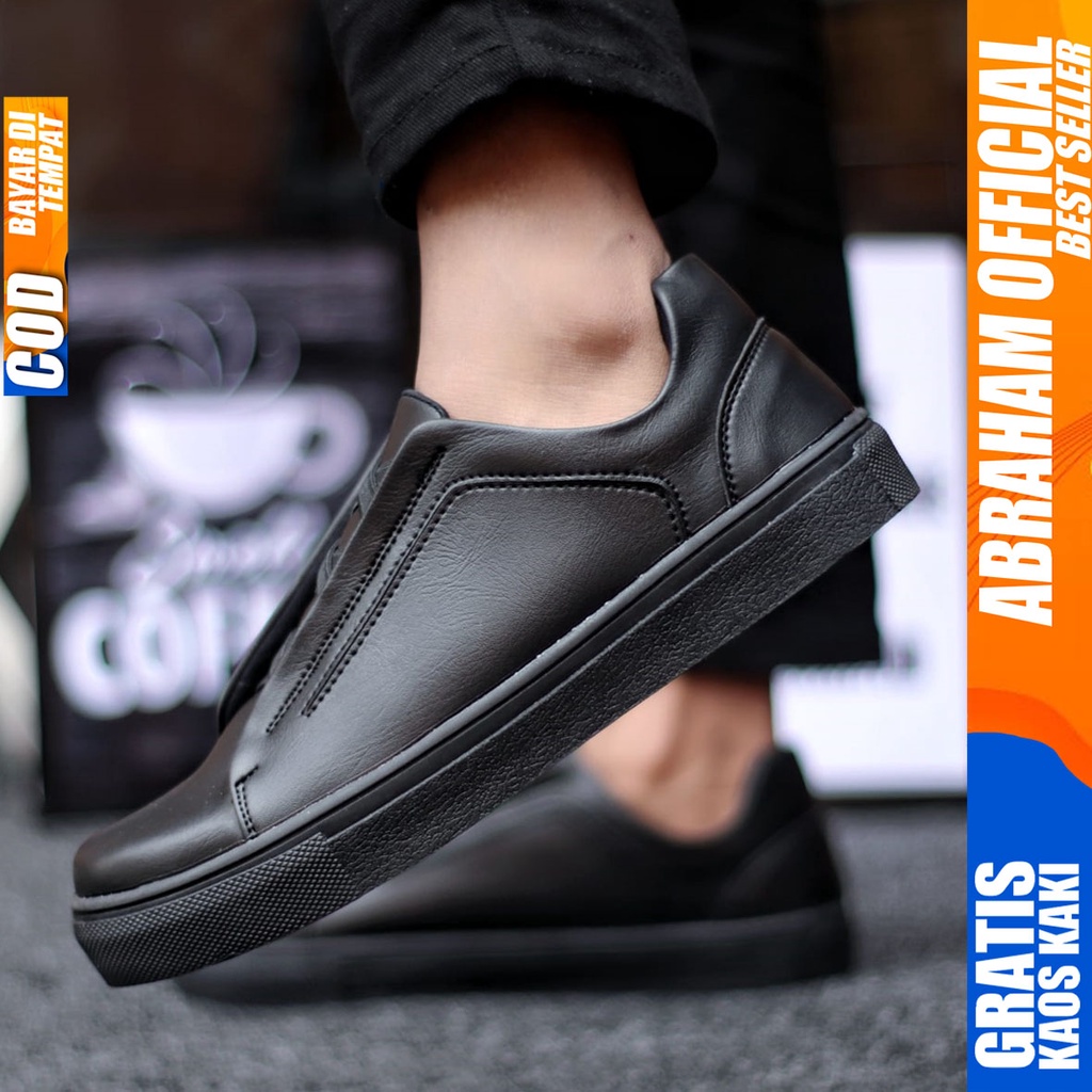 Abraham Tajima - Sepatu Sneakers Casual Pria Kerja Santai Hitam