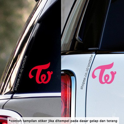 Stiker Twice Girlband KPOP Logo Cutting Sticker Motor Mobil Pink 8cm