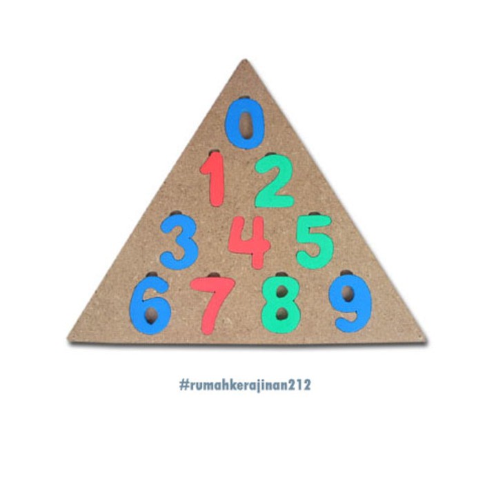 Mainan Kayu Edukatif Puzzle Angka Segitiga Natural