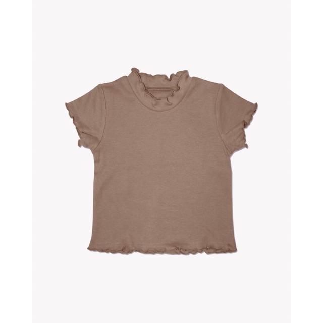 Cotton Cub Ruffle Shirt -Kaos Polos Anak Bayi Balita Toddler Organic Cotton-Brown