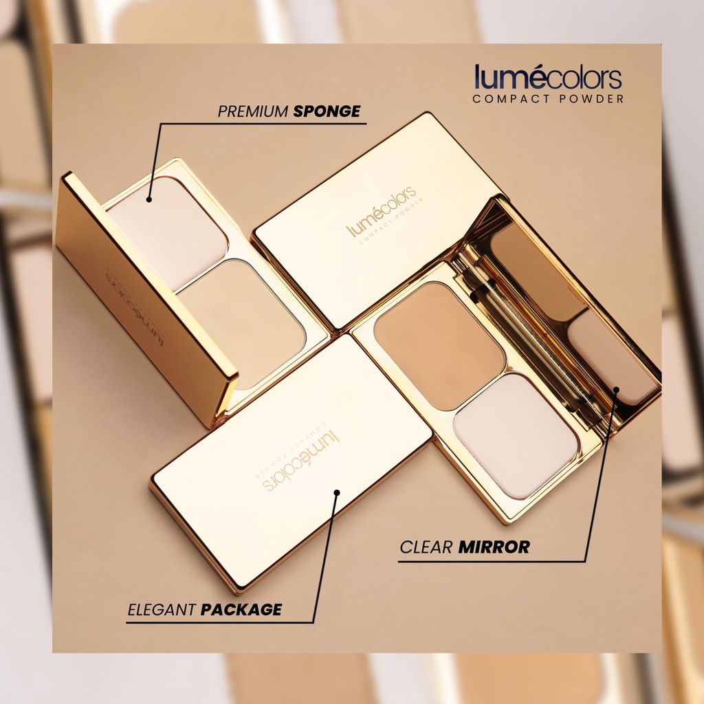 (Free Emas) Lumecolors Bedak padat Compact Powder Two Way Cake Pore Blurring Effect with Oil Control