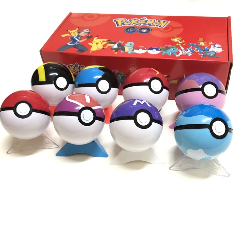 8pcs / Set Action Figure Pokemon Pokeball Monster Bahan PVC Dengan Kotak Original Untuk Hadiah Ulang Tahun Anak