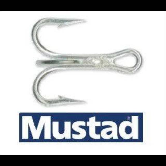 TREBLE HOOK MUSTAD &quot;9430-DS&quot; #3/0 (5X STRONG) (Color SILVER)