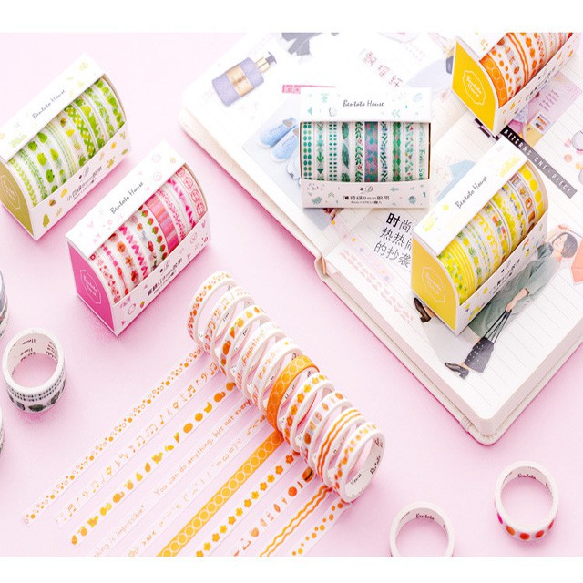 

washi tape set 10/isolasi/isolasi fancy/masking tape motif/dekorasi/isolasi dekor/masking tape