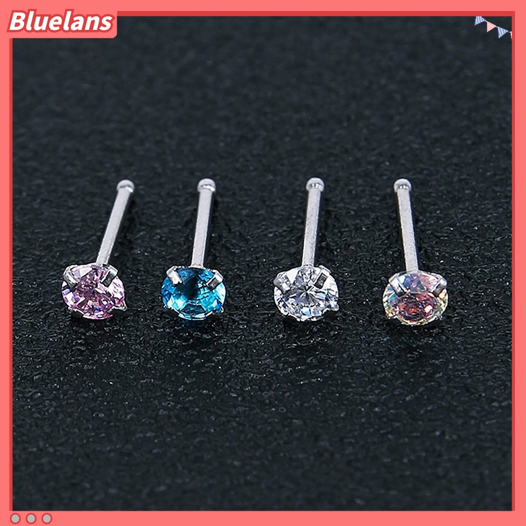 3pcs Cincin Hidung Bahan Stainless Steel Bentuk Bintang Hati Aksen Cubic Zircon Untuk Pesta