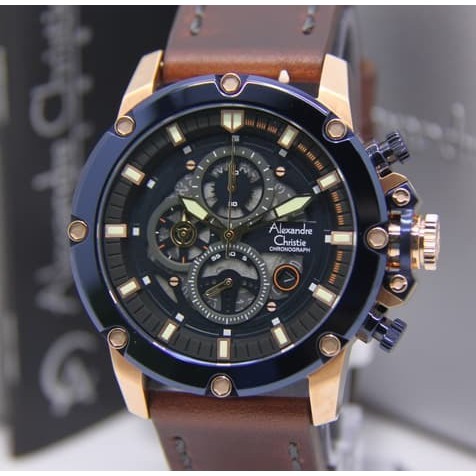ALEXANDRE CHRISTIE 6564 BLUE ROSEGOLD PRIA ORIGINAL AC8564 AC 8564 JAM TANGAN COWOK ARLOJI COWOK