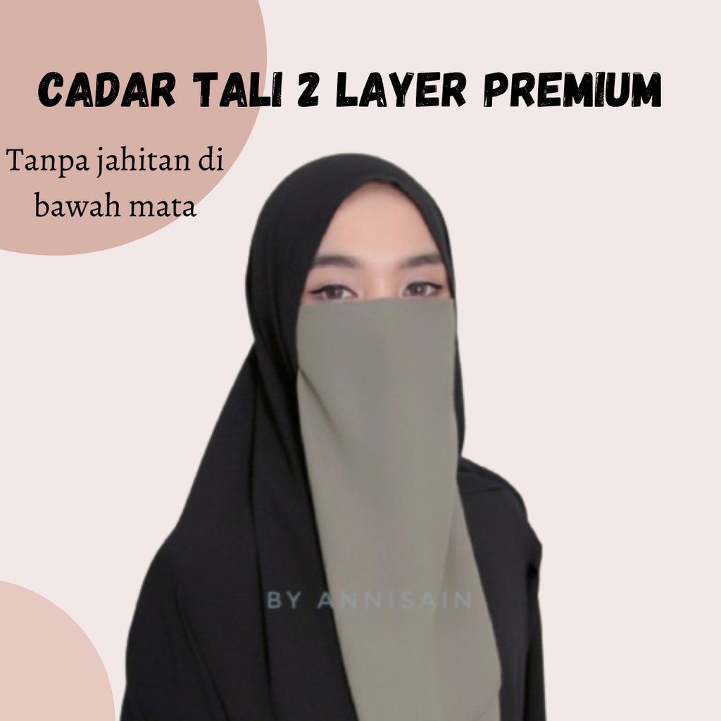 Cadar tali / cadar husna purdah 2 layer tanpa jahitan di bawah mata