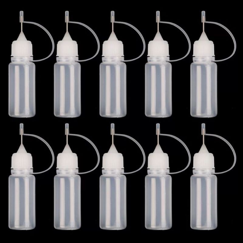 10pcs Botol Jarum Glue Applicator Bottle Craft Tool 10mL