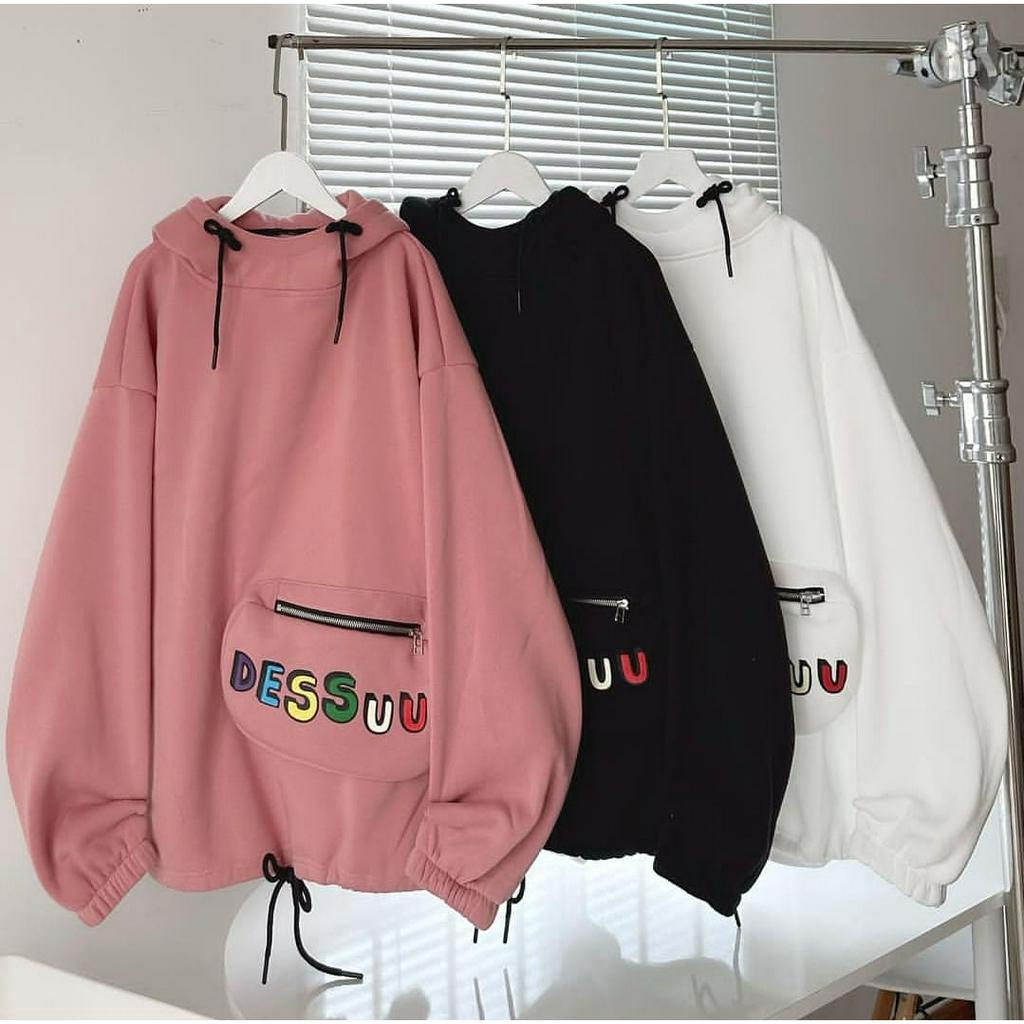 DESU SWEATER HOODIE POCKET WANITA OVERSIZE | SWEATER OUTWEAR WANITA LONGGAR KEKINIAN