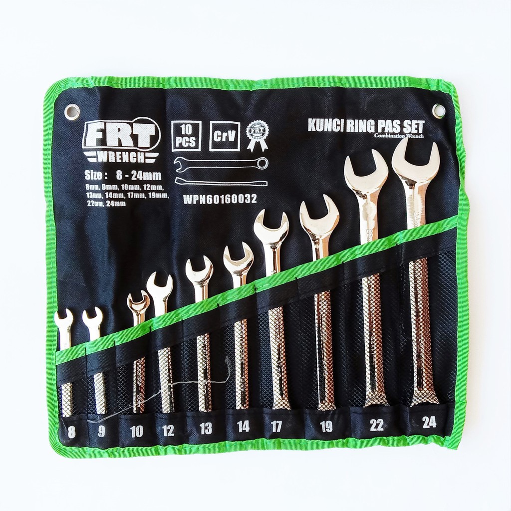 KUNCI RING PAS SET - 10 UKURAN KUNCI FRT - kunci kombinasi - combination wrench kokoh kuat