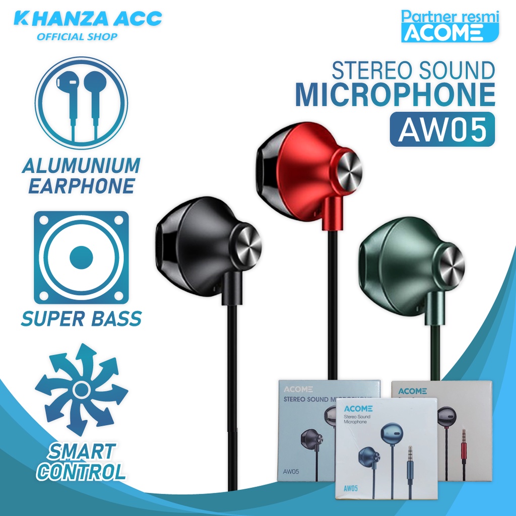 KHANZAACC ACOME AW05 Wired Earphone Semi In Ear Headset Super Bass