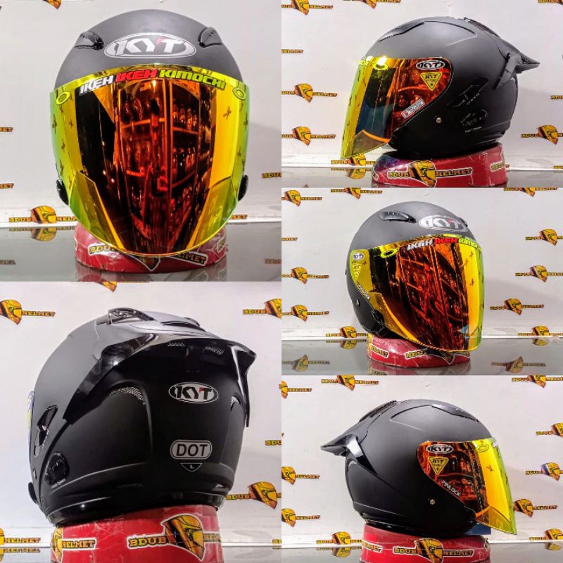 HELM KYT GALAXY FLAT R SOLID WHITE/PAKET GANTENG 100% ORIGINAL SNI-DOT-Black DOF/VENOM/GOLD