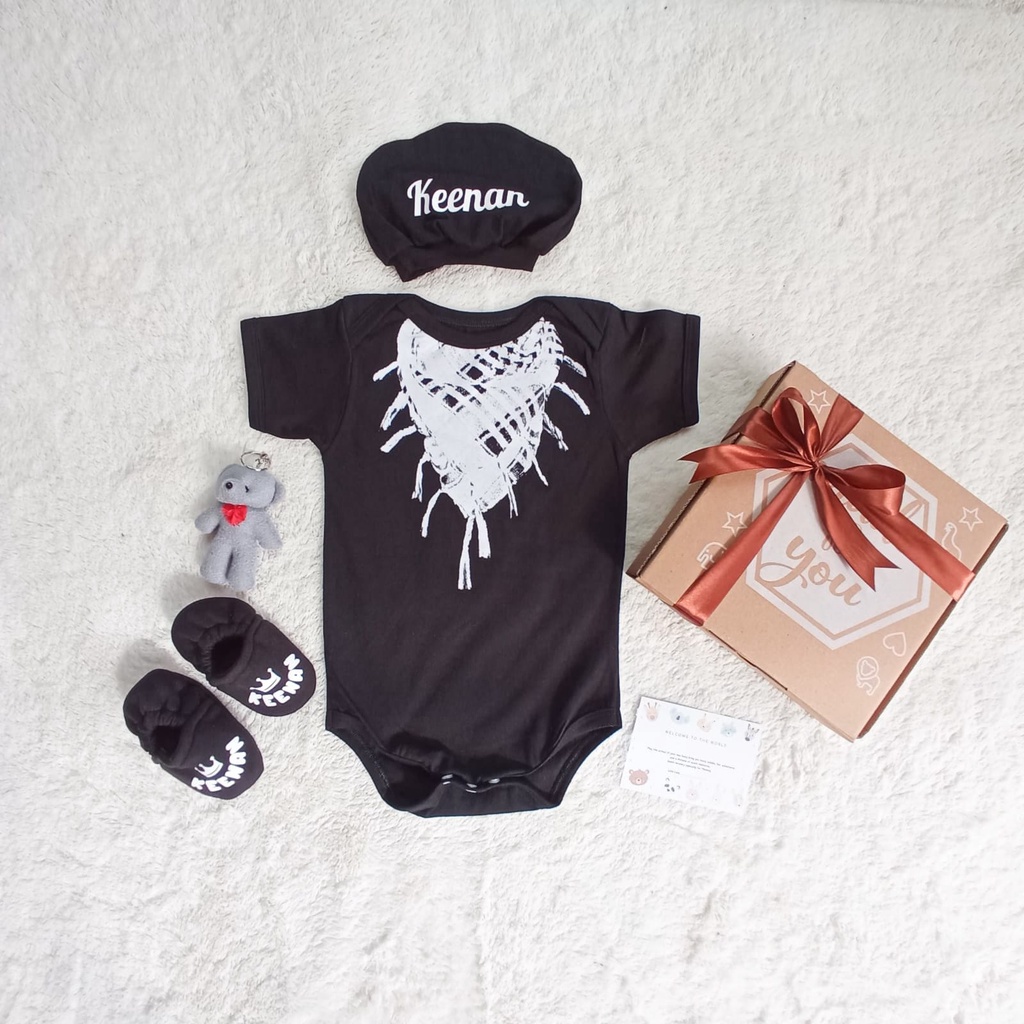 Hampers Baby Hadiah Kado Lahiran Bayi Baby Gift Set Custom Nama Bisa Bayi Perempuan Laki Laki Murah-Surban (hitam)