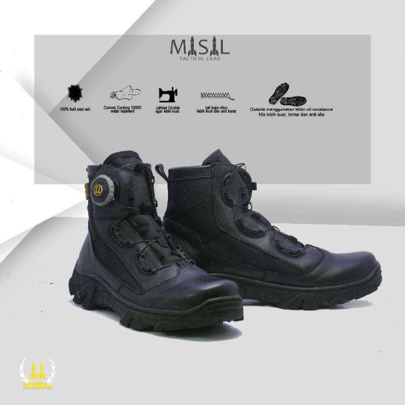 MISIL Sepatu pdh tali putar type jatah pembagian polri terbaru kulit asli doff