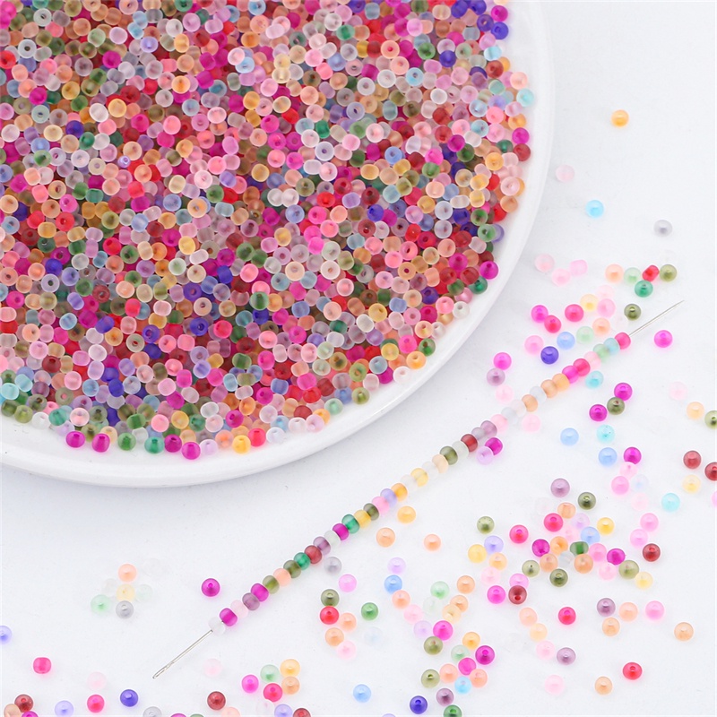 660pcs Manik-Manik Kaca Frosted Bening Ukuran 2mm Untuk Membuat Perhiasan Kalung / Gelang Handmade