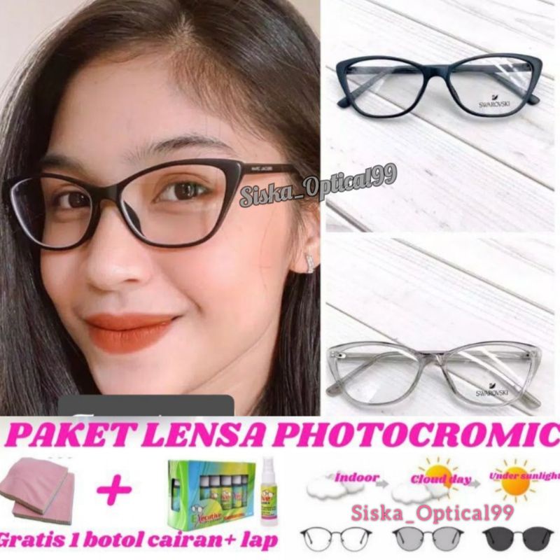 Frame Kacamata Wanita 1906 Cat Eye Terbaru, Kacamata Anti Radiasi, Kacamata Photocromic