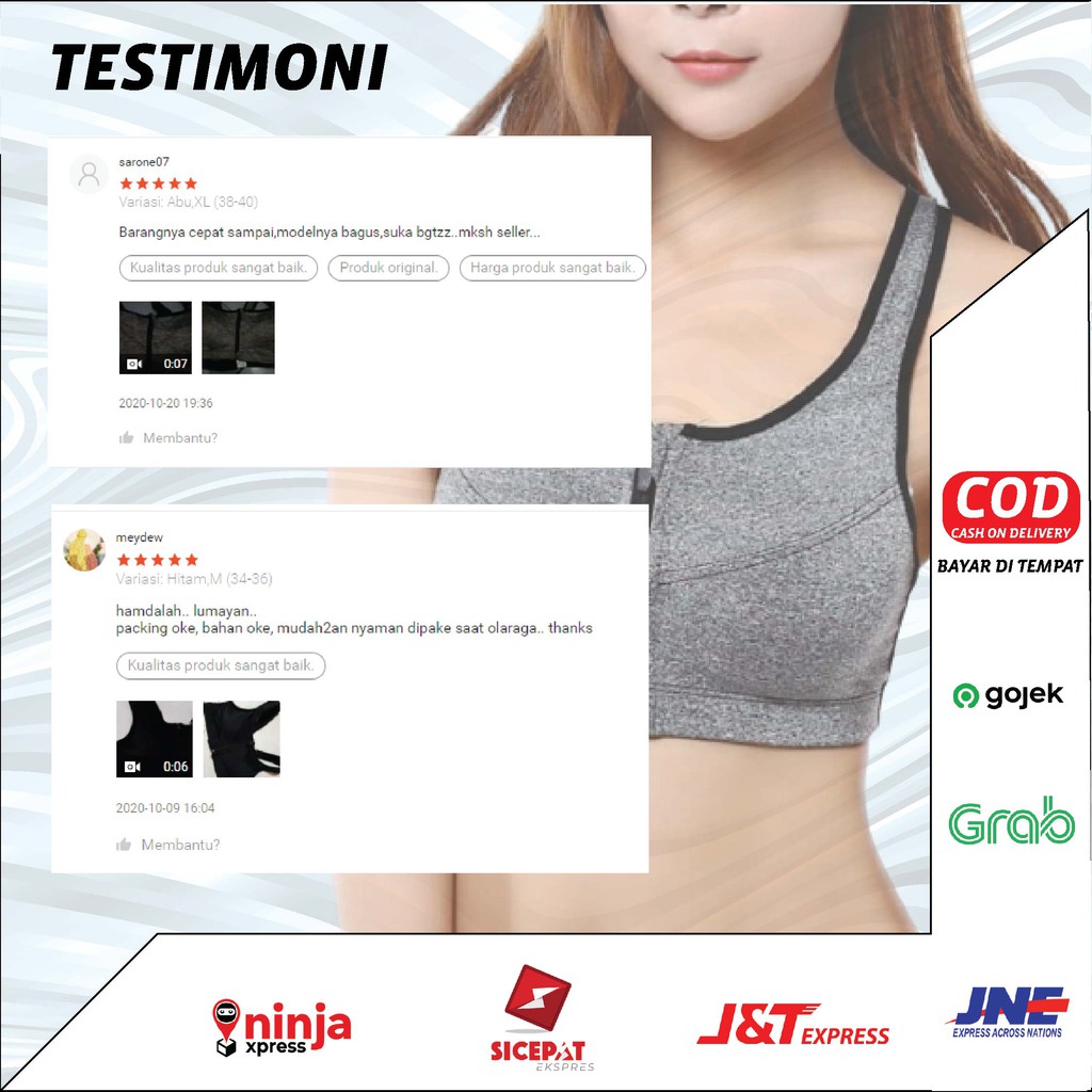 Sport Bra BH Senam Yoga BH GYM Fitness Olahraga Bra Zipper Resleting Depan Pakaian Dalam Wanita GGS2