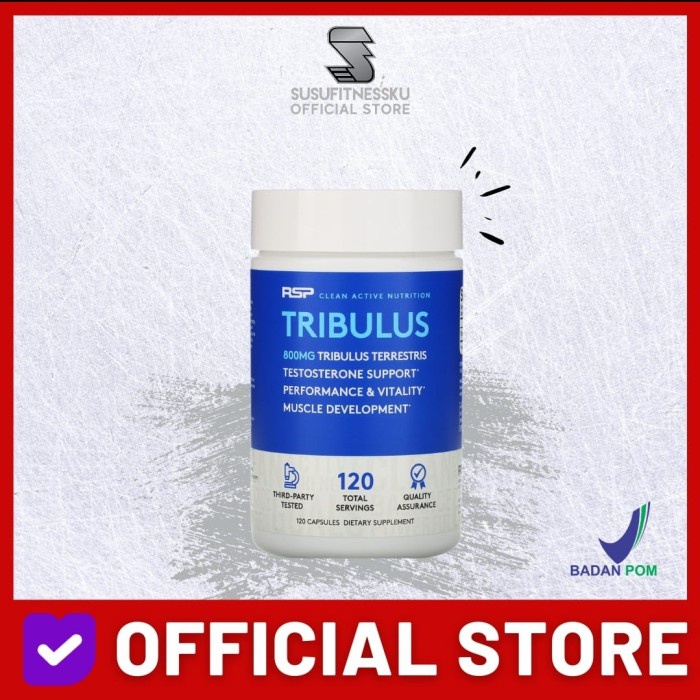 Suplemen Fitness RSP Tribulus 120 Capsule Bebas Lemak Multivitamin Terlaris Amino Pembentuk Otot Per