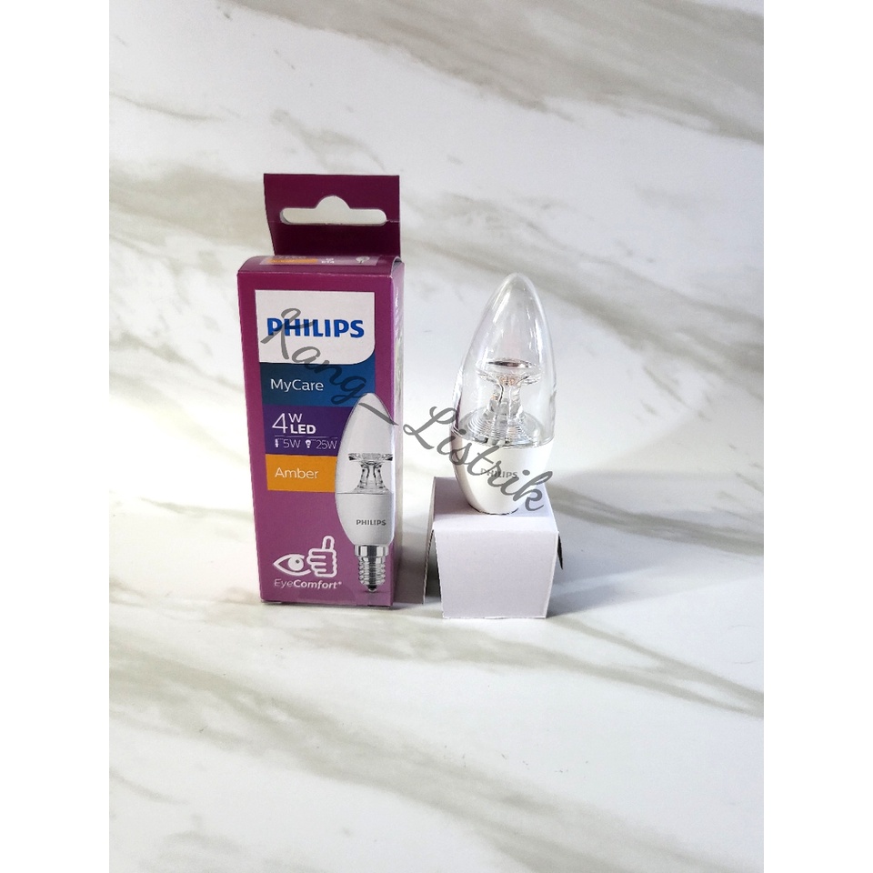 Lampu Led Candle Philips E14 / Lampu Lilin Philips Amber E14 4W Kuning