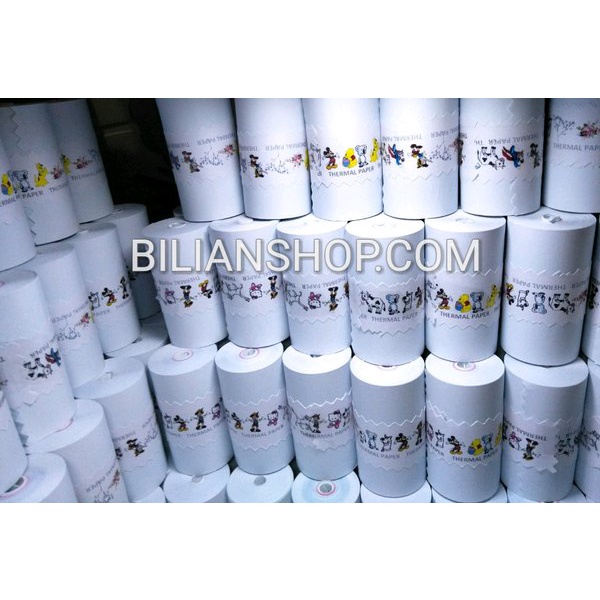 

Kertas thermal 57x30 58x30 mm coreless edc struk kasir hasil cetak warna BIRU 10 roll untuk printer