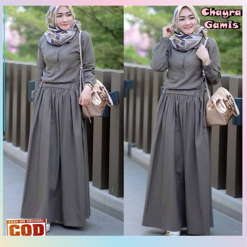 Terlaris Pakaian Setelan Wanita Muslim Maxi Hidayah Maroon Busana Dh Muslimore Baju Muslim Wani