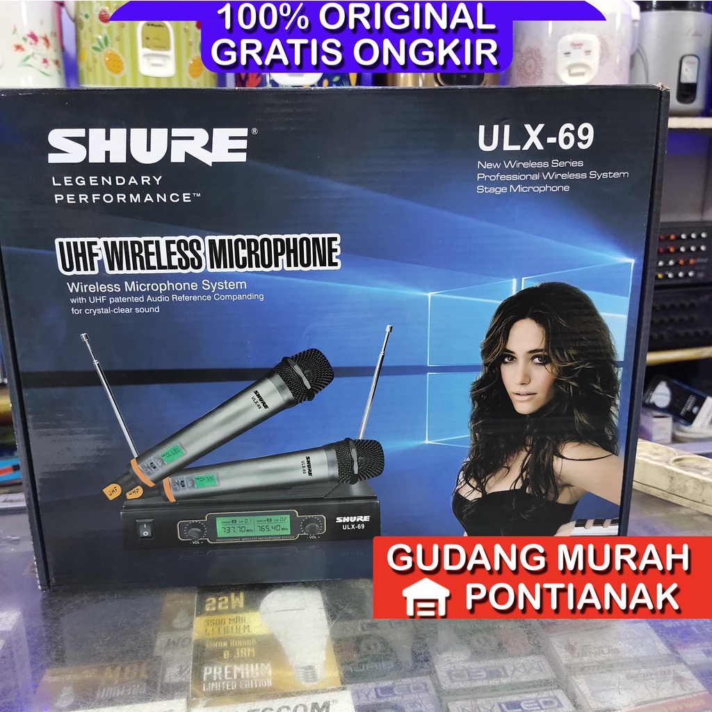 Mic Wireless ULX 69 / Microphone Double Wireless SHURE ULX - 69 / Mic Shure ULX-69 / Mic Pegang ULX