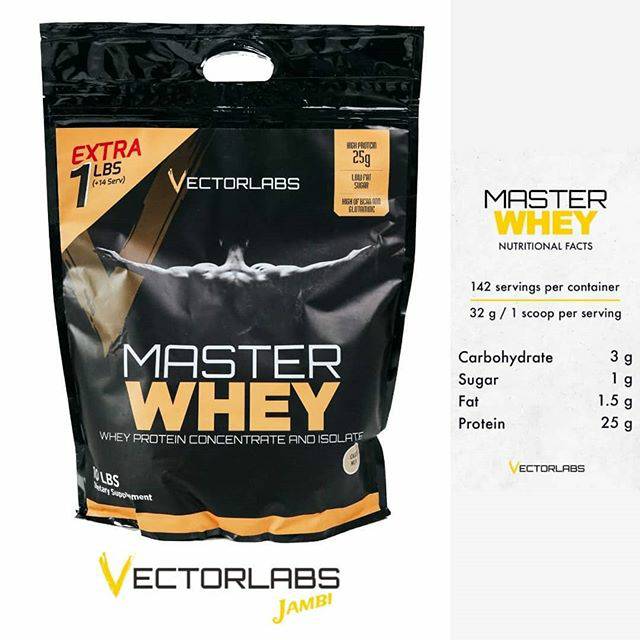 VECTORLABS MASTER WHEY 10 LBS 10 LBS  LBS MASTERWHEY SUsu protein otot gym fitnes alami bpom