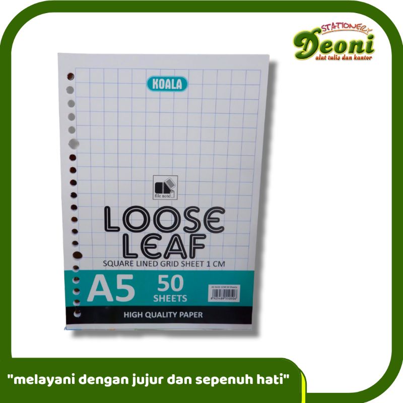 

Koala Loose Leaf Kotak Tanggung / Isi Kertas File / Binder / 50 Lembar