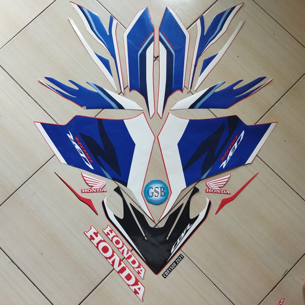 sticker striping motor cbr 150r 2021 merah-biru