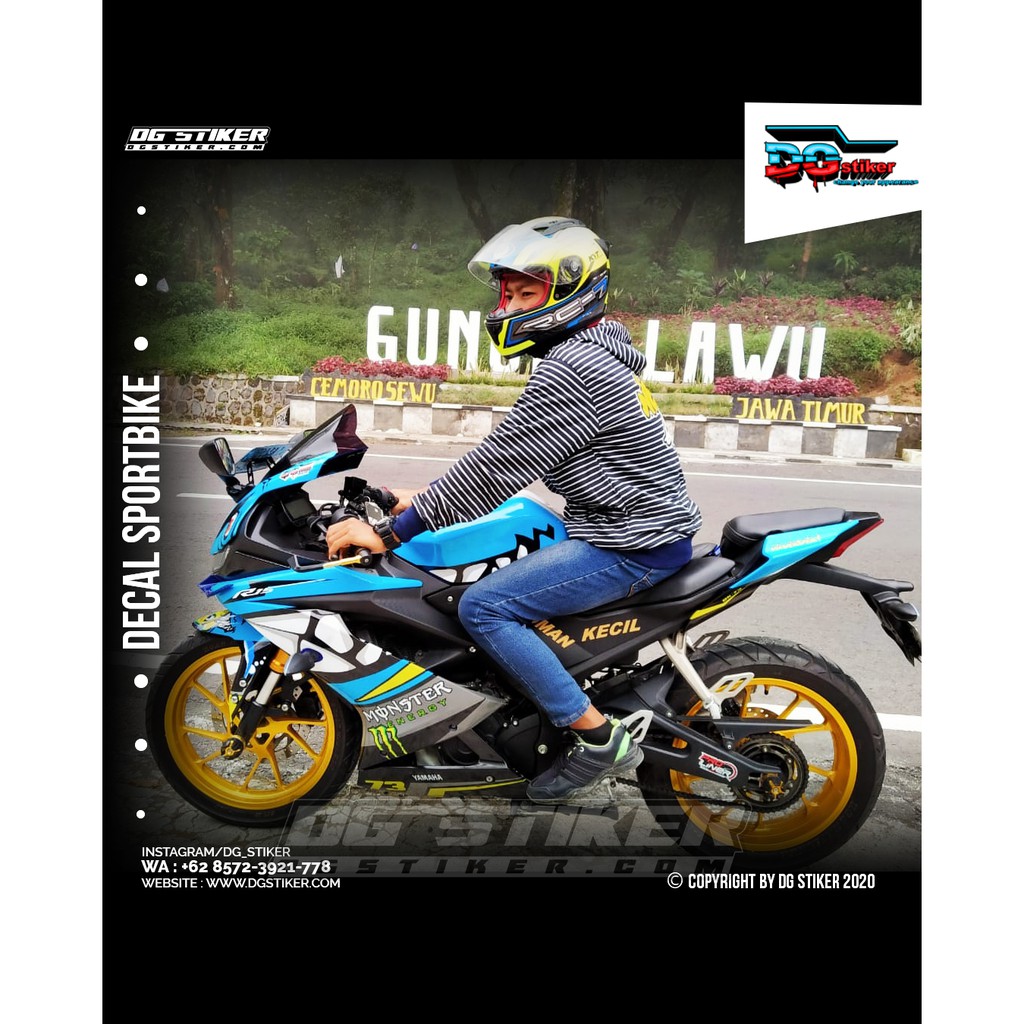 Modifikasi Decal Sticker Yamaha R15 V3 Shark Biru DG Stiker
