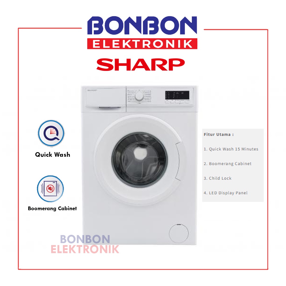 Sharp Mesin Cuci Front Loading 8KG ES-FL1082B