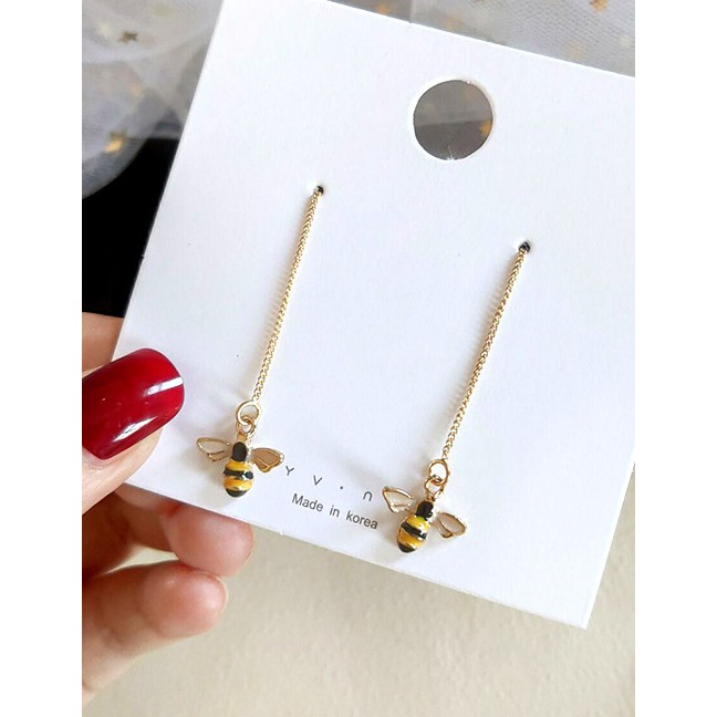 LRC Anting Tusuk Fashion Gold Little Bee Ear Line F48815