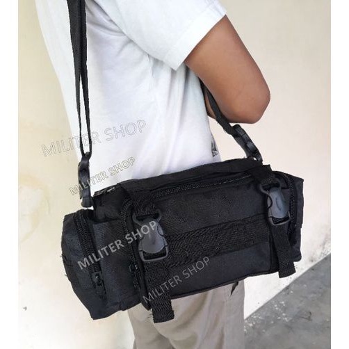 Tas Selempang TNI POLRI Tas Samping Hitam