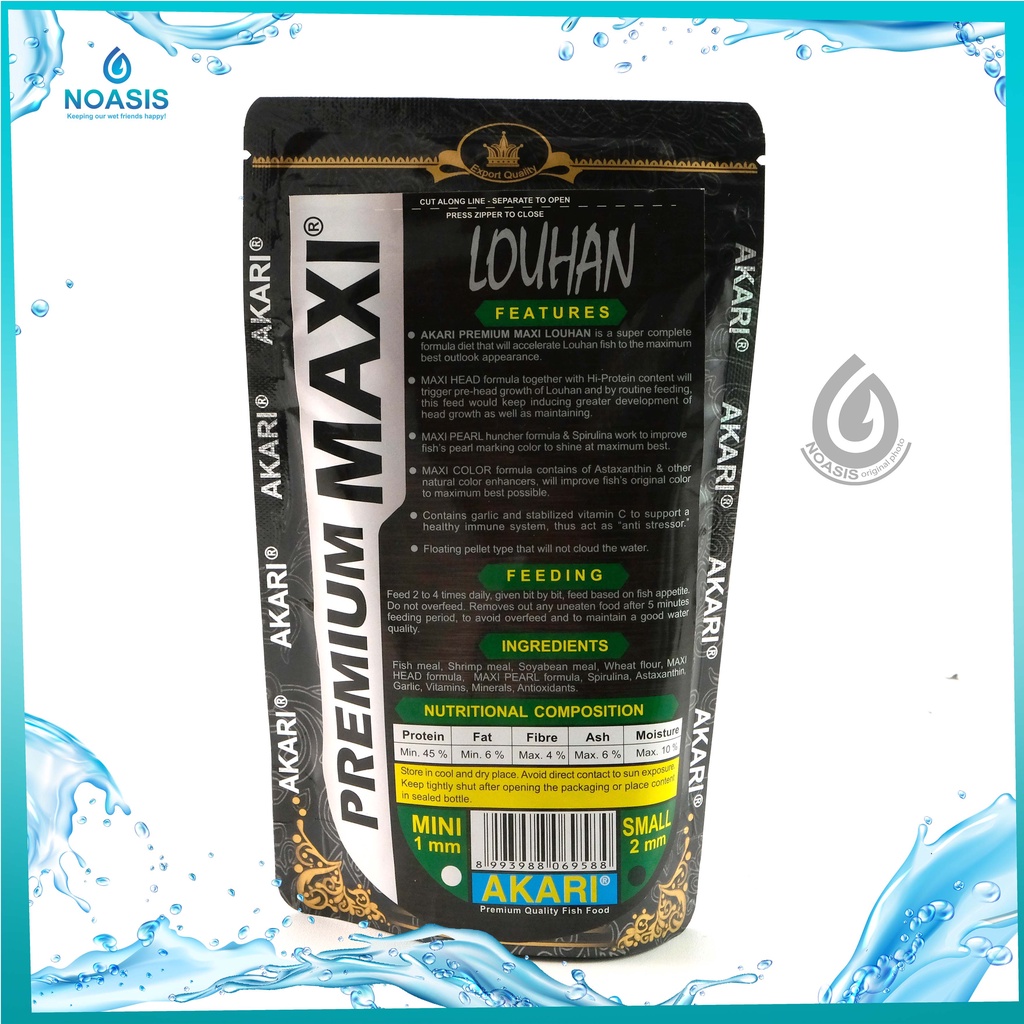 AKARI PREMIUM MAXI LOUHAN LOHAN ( 3 in 1) 100 GR MAKANAN IKAN PAKAN