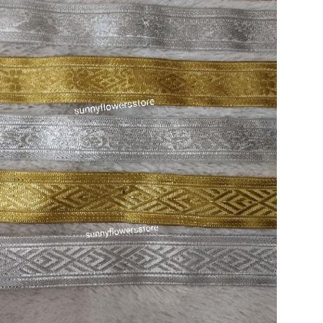 PITA GAMIS MOTIF GOLD /SILVER LEBAR 4 CM