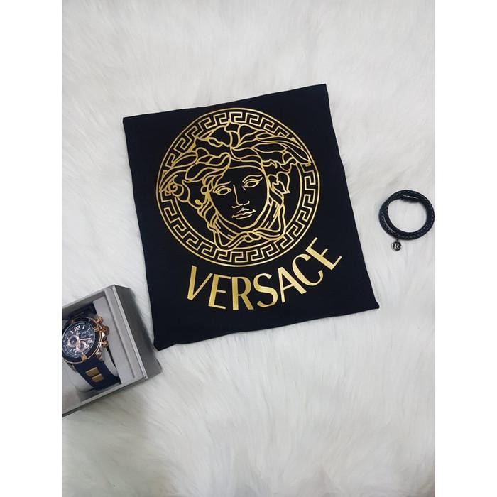 KAOS BAJU FASHION BRANDED VERSACE PRIA WANITA DISTRO - Putih, S