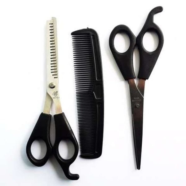 FREE SISIR + Gunting Rambut Set 3 in 1 / Alat Potong Rambut 3pcs Gunting Sisir Sasak / Peralatan Styling Hair MURAH (COD)