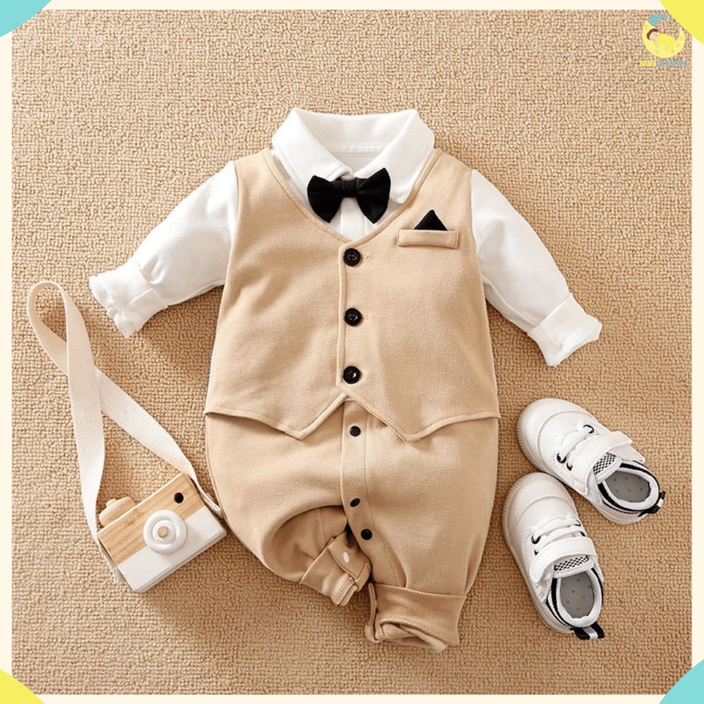 BABYLOVANTA- Jumper Tuxedo Cream anak laki laki impor korea / baju jumper lucu premium // 0-2 tahun 832