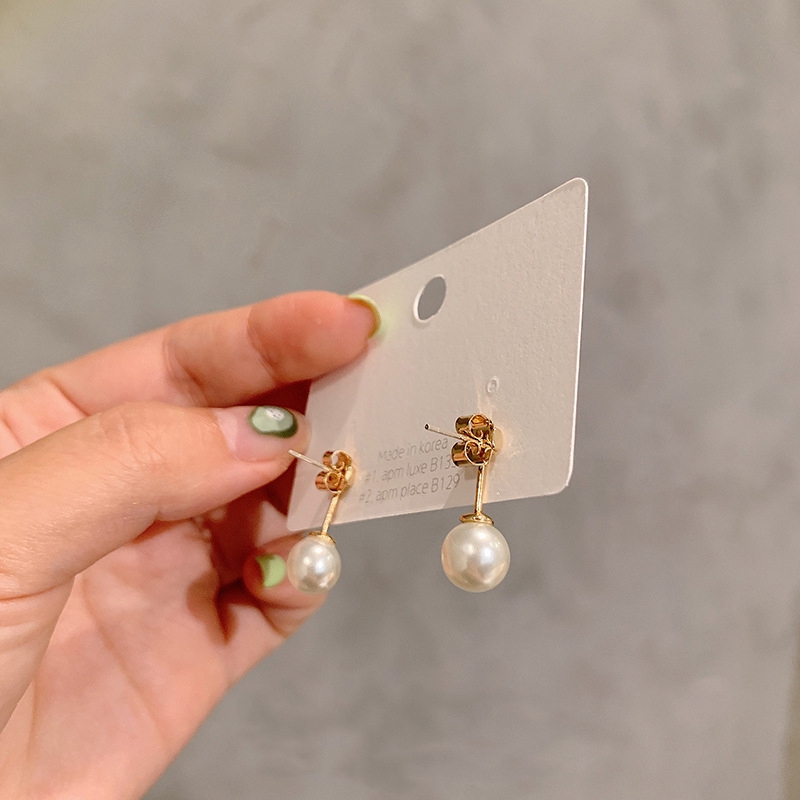 Anting Stud Aksen Mutiara Gaya Simple Untuk Wanita