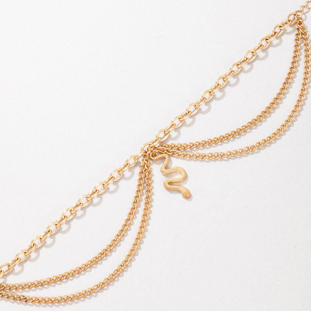 [Elegan] Bohemia Gelang Kaki Minoritas Pesona Ular Liontin Multi-layer Kaki Cincin Kaki Ankle Perhiasan Wanita Perhiasan Aksesoris