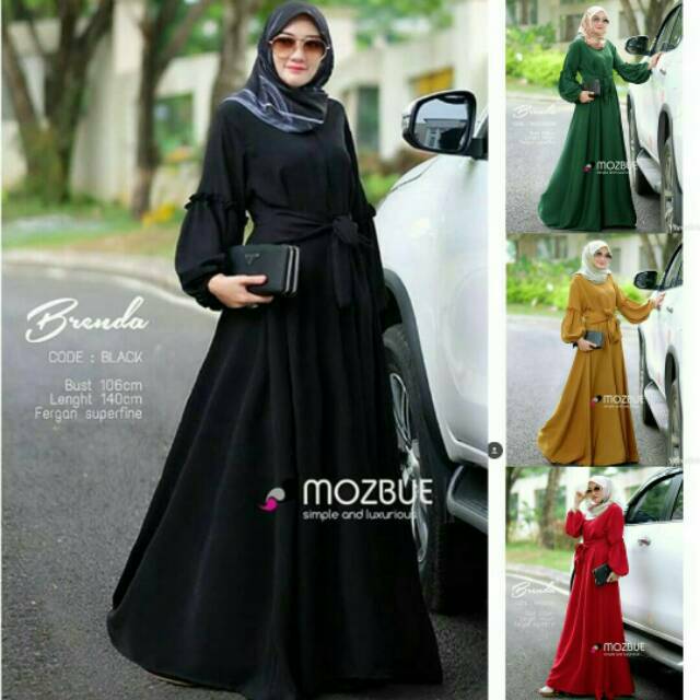 GAMIS SYARI BRENDA PESTA MEWAH BAJU LEBARAN WANITA REAL PIC SIZE L BUSUI KLOK 4M MERAH PUTIH HITAM